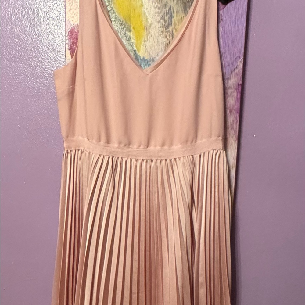 Banana Republic Blush Pink Pleated V-Neck Formal Dress